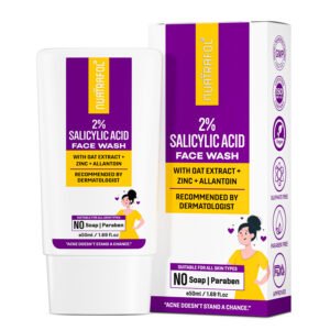 Nuatrafol 2% Salicylic Acid Face Wash | Anti-Acne Cleanser with Zinc, Oat Extract, Allantoin & 1% Lactic Acid | Gently Exfoliates, Unclogs Pores & Reduces Oil | For Oily & Acne-Prone Skin |  Cleanser for Women & Men