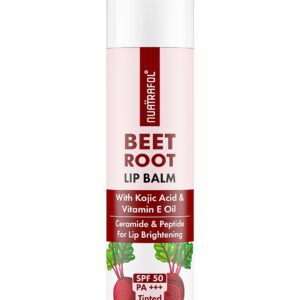 Nuatrafol Beetroot Tinted Lip Balm SPF 50 PA+++ | For Dark & Pigmented Lips | Hydrates Dry & Chapped Lips | Enriched with Kojic Acid, Ceramide, Peptide & Vitamin E | Soft, Glossy Lips for Women | 5g