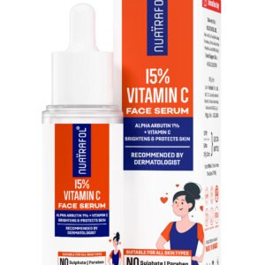 Nuatrafol Skin Brightening & Uneven Skin Tone Treating 15% Vitamin C Face Serum | Lightweight Water-Based & Quick Absorbing | With 1% Alpha Arbutin |2x Faster Brightening & Protects Skin | Fades Dark Spots & Pigmentation for All Skin Types.  | 30 ml