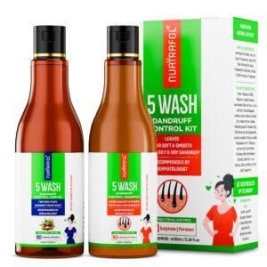 Nuatrafol 5 Wash Dandruff Control Kit | Shampoo 100ml | Hair oil 100ml | Up to 100% Dandruff Remove | Relieves Scalp Irritation & Itchiness | Prevents Flakes | All Hair types | For Women And Men